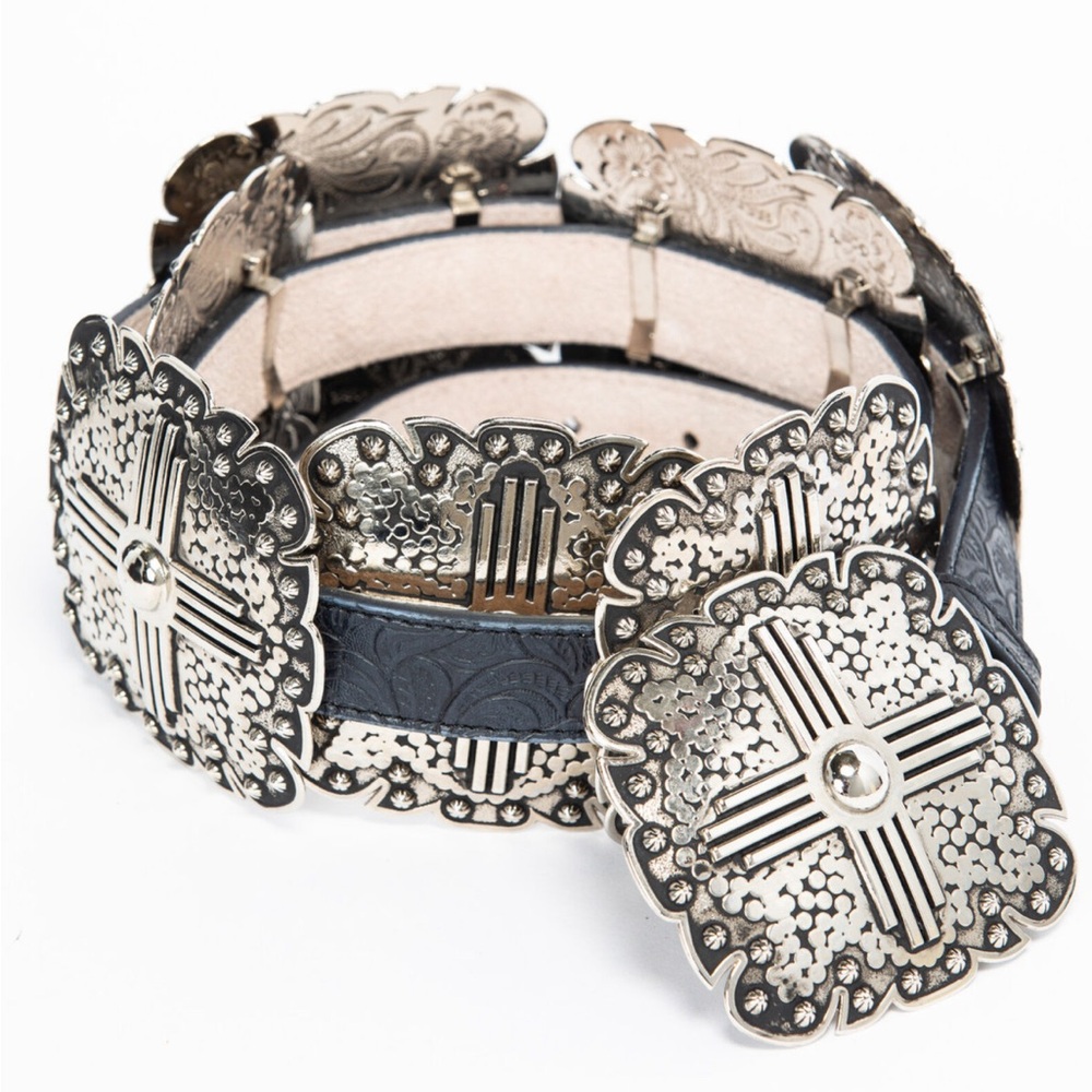 Black Angel Ranch square concho belt